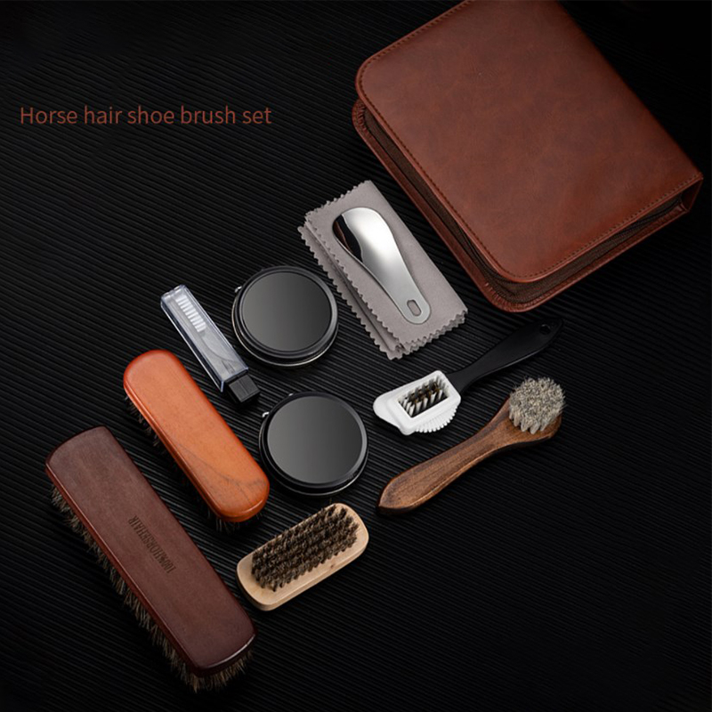 HorseHair Shoe Brush Set Leath - Shoe Cleaning Brush 评论和价格