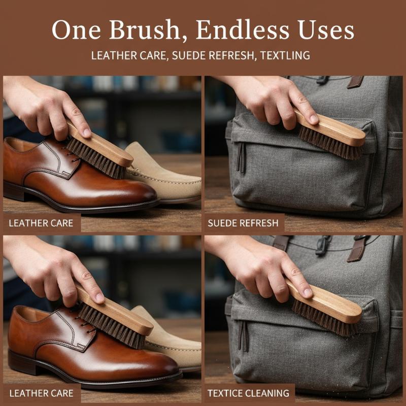 1PC Wood Shoe Brush Horse Hair - Shoe Cleaning Brush 评论和价格